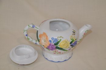 23) Bella Casa By Ganz Floral Tea Pot With Lid 6.5'H