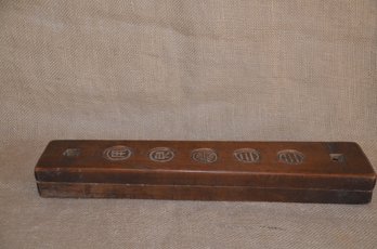 58) Antique Double Wood Hand Carved 15' Oblong Korean Rice Cake Cookie Stamp Mold Press Decorative