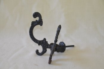 117) Vintage Black Wrought Iron Double Wall Coat Hook