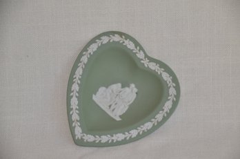 7) Wedgwood Heart Shaped Jade Grecian Trinket Dish 4.5