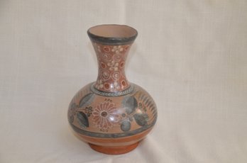 98) Mexican Pottery Vase Floral Design 7.75