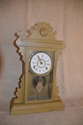 60) Antique Pendulum Wood Wall Hanging Clock With Keys - Not Tested