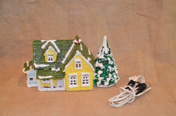 (#2) Vintage Department 56 Yellow House Green Roof