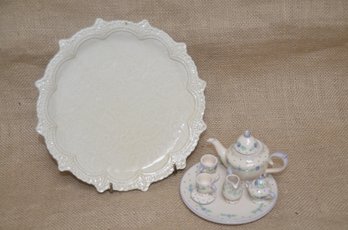 (#48) Italian Scallop Edge Glazed Plate 8' ~ Trinket Tea Set