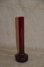 36) Ruby Red Glass Bud Rose Stem Vase 8'H