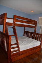 (#43) Martrix Bunk Bed Queen Bottom Twin XL Top With Ladder And 2 Base Pull Out Drawers ( See Description )