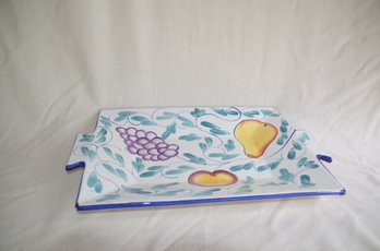 167) Frutteto Hand Painted Serving Platter 19x13 Microwae And Dishwasher Oven Safe