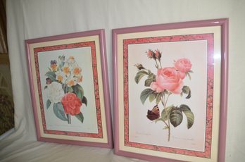 110) Set Of 2 Framed Flower Pictures 17.5x21.5