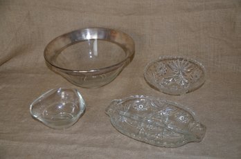 (#151) Assorted Glassware Bowls And Relish Dish