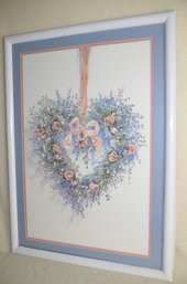 111) Framed Flower Heart Picture 22x30