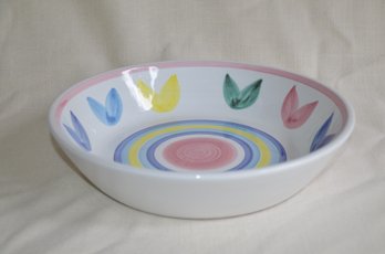 169) Hand Painted Pastel Italy Caleca Serving Bowl