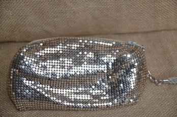 (#21) Vintage Silver Mesh Disco Evening Purse Rope Shoulder Strap 6x4 - Shippable