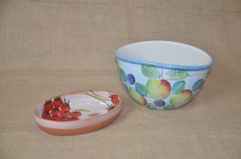 (#96) Italy Ceramic Pottery Bowls Set Of 2