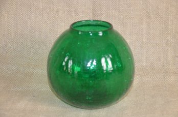 42) Vintage Crackle Glass Round Ball Vase Hand Blown 16'H