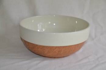 171) Ceramic Round Bowl 10.5' Round X 4.5'H Has To Look Of Wood