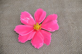 (#23) Vintage Metal Pink Flower Pin 3'