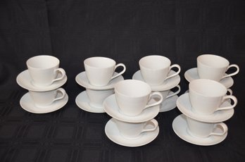 32) Royal Ceramic Japan Set Of 12 White Cups & Saucers Set