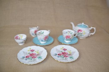 (#98) Aynsley England Tea Serving Set For 2 ~ Teapot, Sugar And Creamer, Cup & Sauces, Dessert Plates