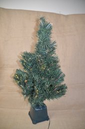 (#96) Green FiberOptic Multi Color 32' Height Table Top Tree - See Condition Notes - Lights Up.
