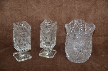 (#3) Crystal Bud Vases ~ Cut Crystal Celery Vase