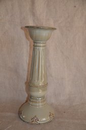 67) Ceramic Glazed Home Decor Sage Green 16'h Pillar Candle Holder