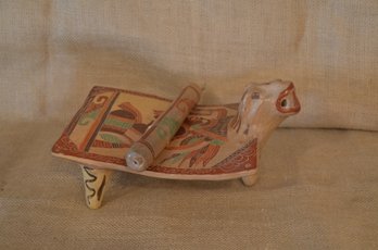 (#32) South American Pottery Taco Maker 8x6 ( Stick Was Re-glued)