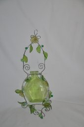 (#160) Decorative Glass Bottle Wall Hanging With Plastic Beads