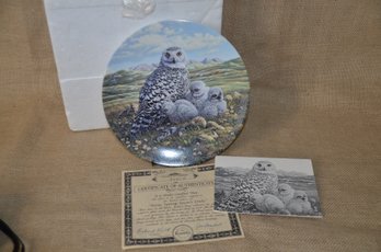 (#102) Bradex Knowles Decorative Plate Arctic Spring: Snowy Owl #2620A In Box With Certificate