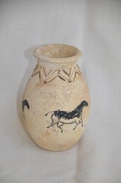 110) Decorative Southwestern Style Clay Pottery Native American Vase Decorative Horse Motif 5'H
