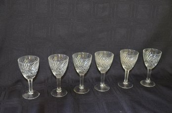 131) Set Of 6 Crystal Cordial Glasses