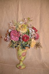 69) Hand Painted Vase With Dried Flower Arrangement 20'h