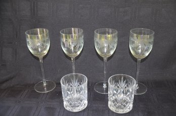 132) Set Of 4 Wine Glasses And Set Of 2 Scotch Highball Glasses