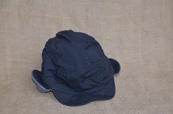 (#97) Land End Unisex Nylon Outside Fleece Inside Ear Flaps Small / Medium Blue Hat