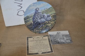 (#103) Bradex Knowles Decorative Plate Arctic Spring: Snowy Owl #2620A In Box With Certificate