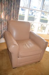 Modern Concepts Tan Leather Club Chair Some Wear On Seat Cushion