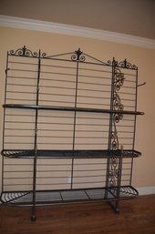 Vintage Wrought Iron French Bakers Rack Brass Edge Trim