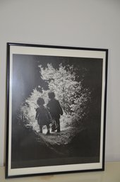 120) Framed Print Black And White Picture Silhouette Of Children 16x20