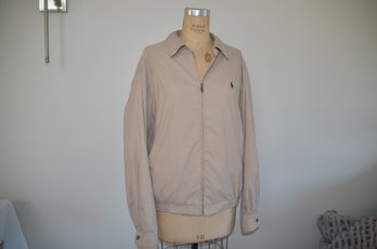 Mens Spring Jacket Polo Tan Size Large