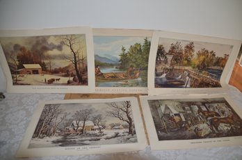(#52MK) Vintage 1945 Calendar Hunting / Trapping Currier & Ives - Shippable