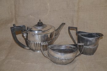 (#20) Vintage Silver Plate Harrods London Tea Pot,  Sugar Bowl, Creamer Not Harrods