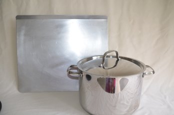 181) Authentic Kitchen Stainless Stock Steel Pot 6.5'H And Baking Tray 14x16