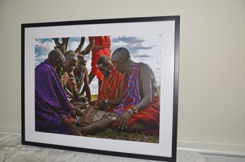(#57) Framed African ' Gaming Not Fighting ' Print