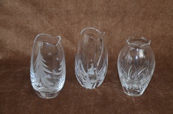 (#13) Lot Of 3 Glass Vases 8.5'H