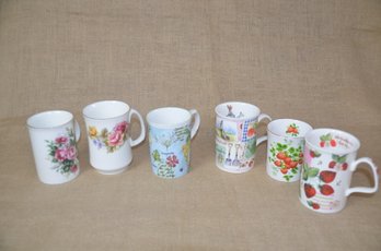 (#107) Assorted Porcelain Coffee Mugs Set Of 6 ~ Roy Kirkham, Staffordshire, Royal Winchester