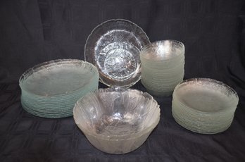 47) Arcoroc Canterbury Scalloped Edge Glass Lily Pad Pressed Glass Plates, Salad Bowls ( See Description)