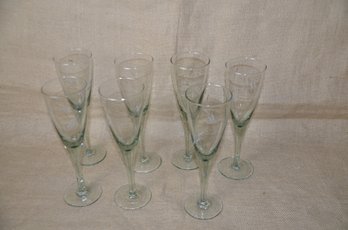 (#137) Etched Wine Glasses Lot Of 7
