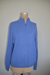 Bloomingdale's Cashmere Blue Pull Over 1/2 Zipper Sweater Large