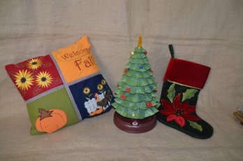 (#109) Musical Christmas Tree ( Works) ~ Christmas Stocking ~ Holiday Decorative Pillow