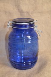 58) Royal Blue Cracker Barrel Style Covered Mason Jar 8'H