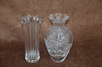 (#16) Lot Of 2 Glass Bud Vases 7'H